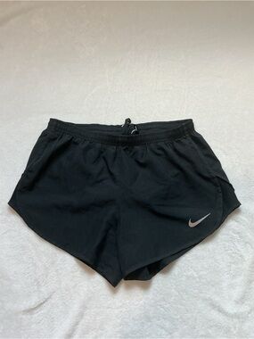 Nike Women's Black Athletic Running Shorts with Silver Swoosh